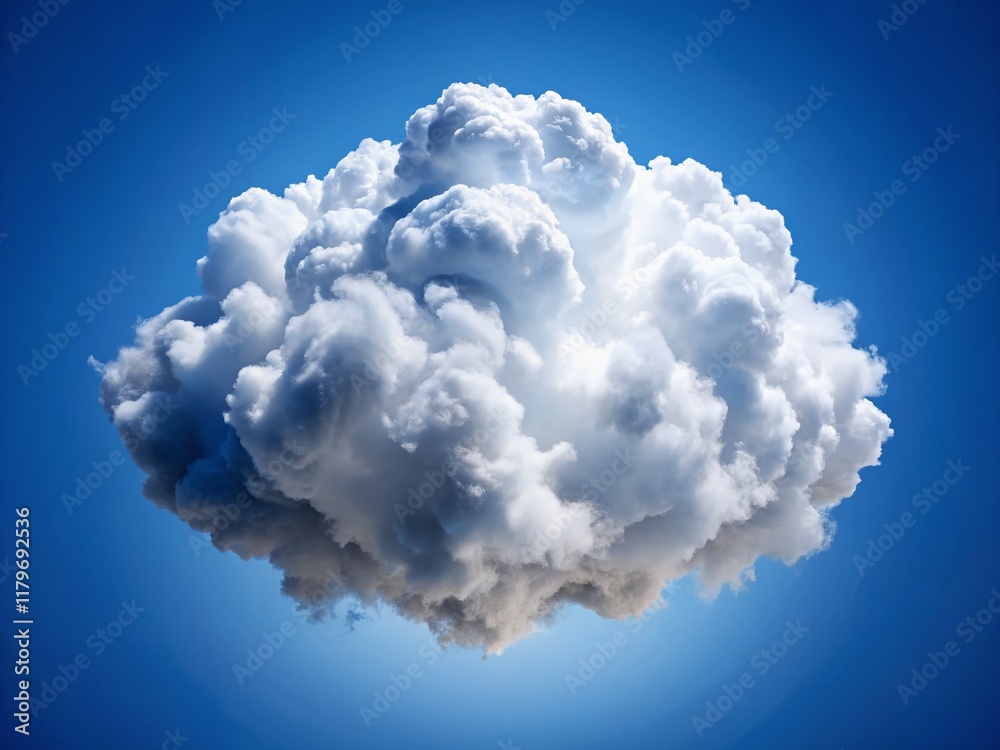 Naklejka premium Isolated Fluffy White Cloud, Aerial View, Bright Sky, Nature Background, High-Resolution Stock Photo