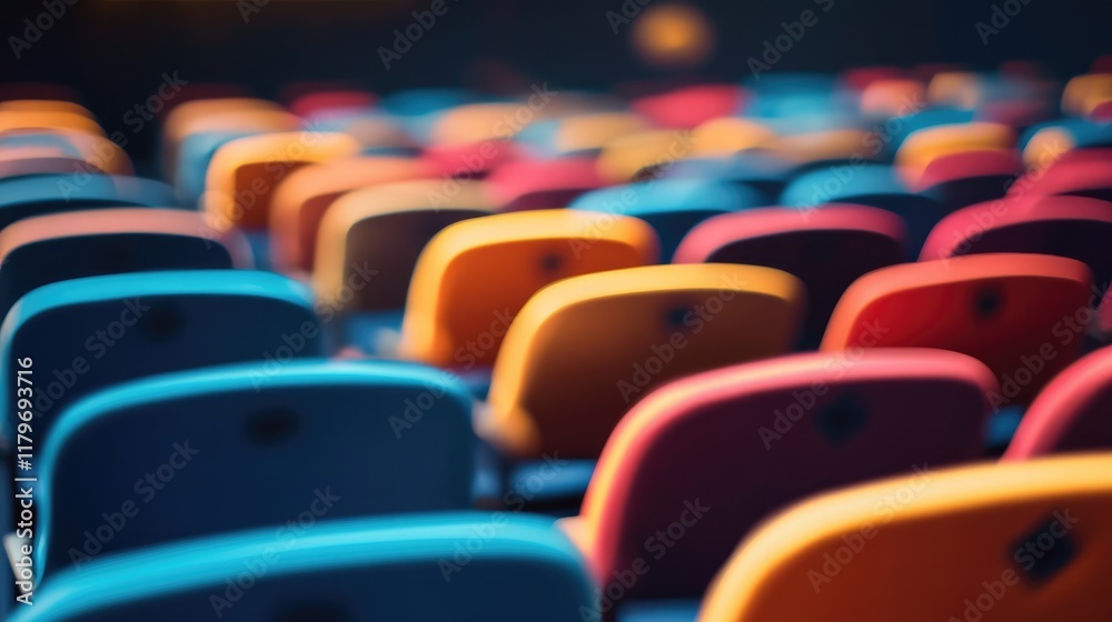 Obraz premium Vibrant Empty Seating at a Business Seminar Ready for Engaged Participants and Expert Speakers