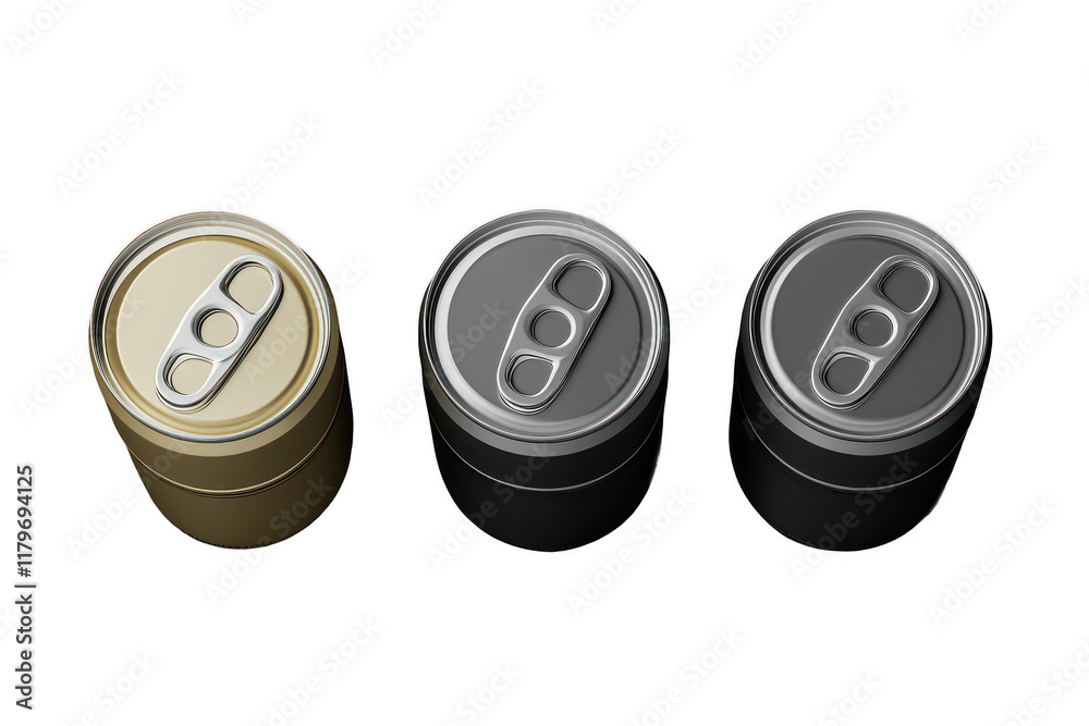 Aluminum soda cans top view. Aerial shot of multiple soda cans with vibrant colors. Transparent background. Aluminum soda cans top view. Aerial shot of multiple soda cans with vibrant colors. Transparent background.