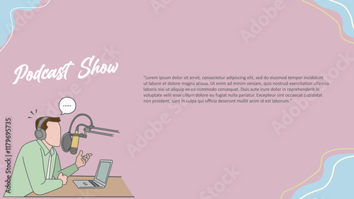 podcaster illustration in minimalist style.eps