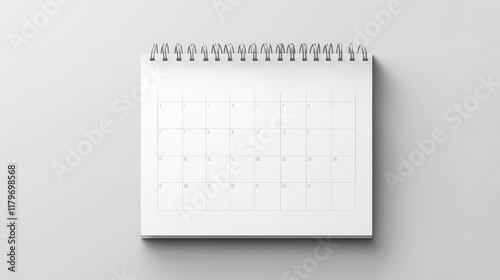 Cuadro en lienzo Desktop calendar with spiral and blank pages isolated on transparent background