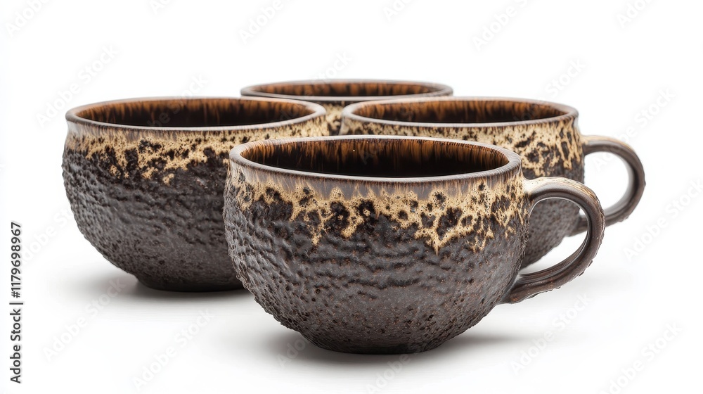 Rustic Ceramic Cups with Unique Textured Design Rustic Ceramic Cups with Unique Textured Design