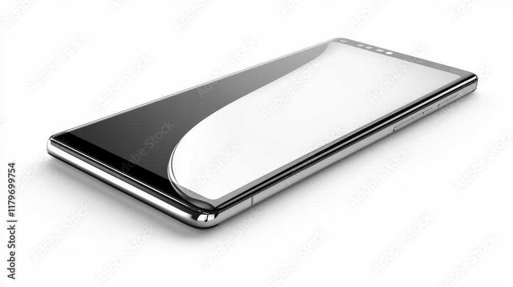 smartphone with curved display realistic on white background 3D illustation smartphone with curved display realistic on white background 3D illustation