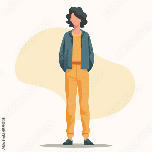 Girl posing in casual stylish in modern trendy outfits. Young people wearing stylish casual summer clothes,  Vector people character - Flat design vector illustration with white background