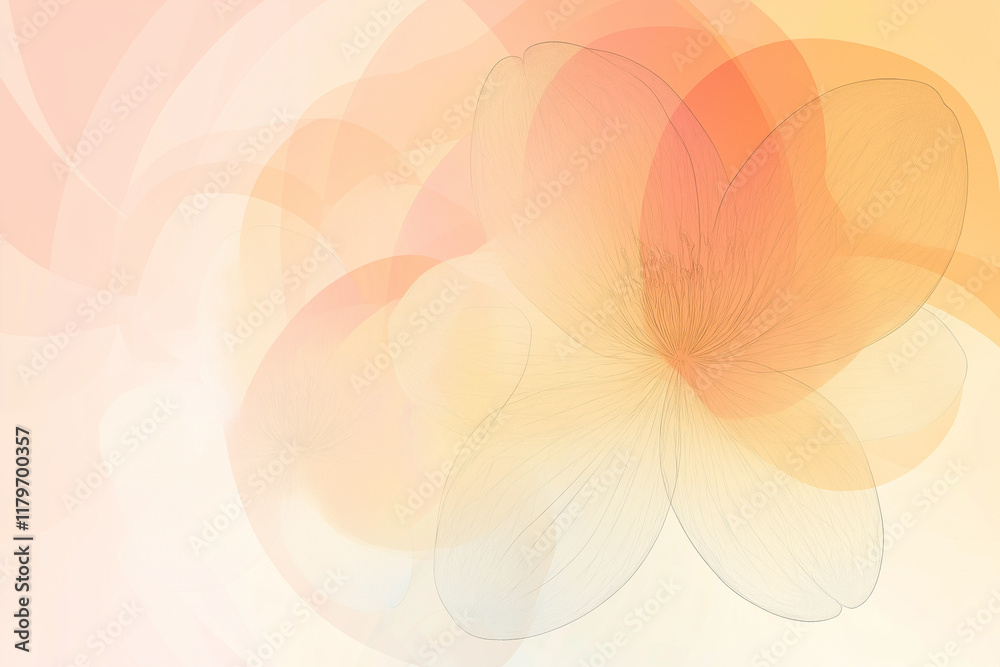 Abstract geometric spring design in pastel yellow and orange hues, blending overlapping floral shapes into a harmonious and soft visual composition Abstract geometric spring design in pastel yellow and orange hues, blending overlapping floral shapes into a harmonious and soft visual composition