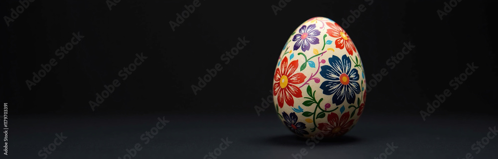 A Colorful Easter Egg Is Isolated Against A Deep Black Background, Making Its Vibrant Hues Stand Out Prominently. 00002 A Colorful Easter Egg Is Isolated Against A Deep Black Background, Making Its Vibrant Hues Stand Out Prominently. 00002