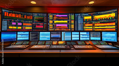 Curved Monitor Array: A Realistic Image of a Data Center Control Room