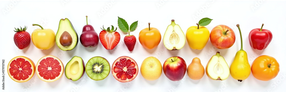 A Collection Of Colorful Fruits Is Arranged In Alphabetical Order Against A Plain White Background For Easy Identification Purposes. 00001 A Collection Of Colorful Fruits Is Arranged In Alphabetical Order Against A Plain White Background For Easy Identification Purposes. 00001