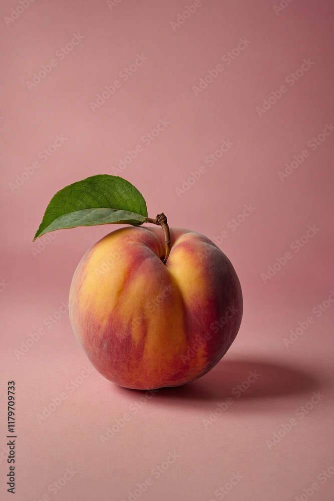 Juicy peach on pink background. Minimalistic and appetizing image. Perfect for food photography, culinary blogs and summer projects Juicy peach on pink background. Minimalistic and appetizing image. Perfect for food photography, culinary blogs and summer projects