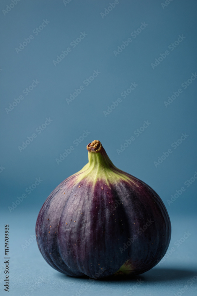 Obraz premium Ripe figs on a blue background. Minimalistic and appetizing image. Ideal for food photos, recipes and culinary blogs