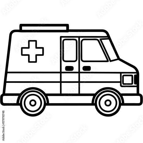 Ambulance icon vector, line style illustration