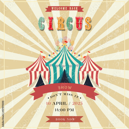 Retro Vintage Circus Poster. Circus Tent