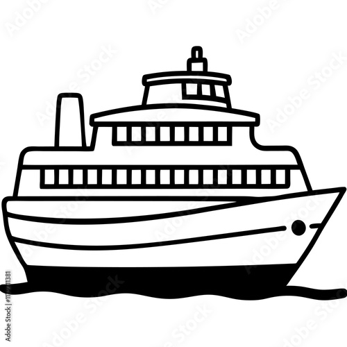 Vector ferry isolated ship illustration