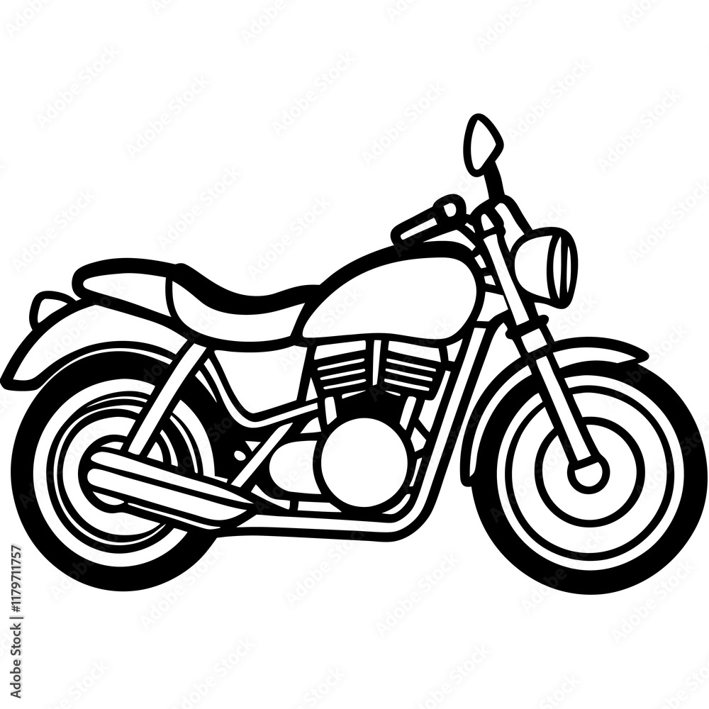 Fototapeta premium A motorbike vector illustration black line art in white background
