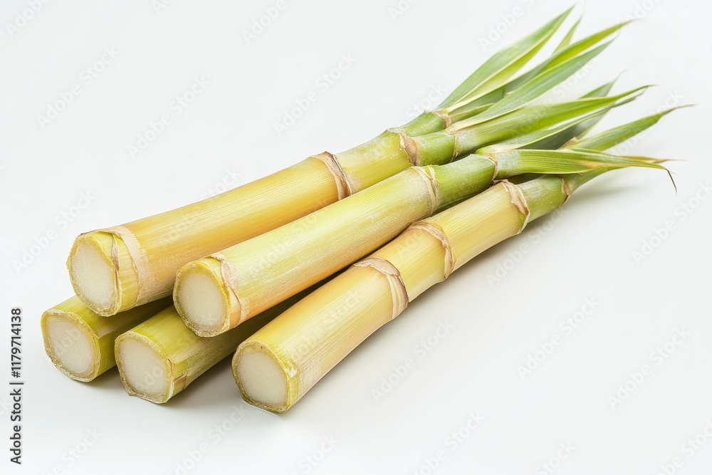 Fototapeta premium Bamboo shoots captured on a white backdrop