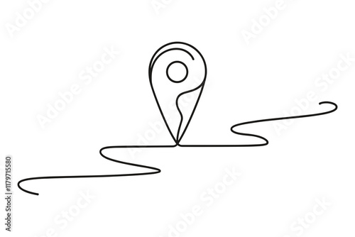 location pin line art. continuous pin line drawing