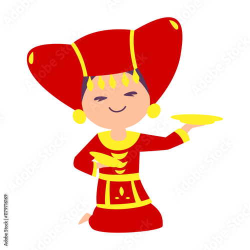 Colorful Cartoon Character in Traditional Attire, Design Inspiration, Characters