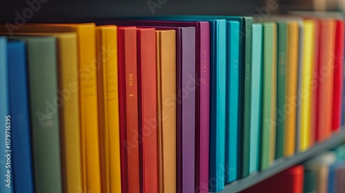 Wallpaper Mural Colorful Bookshelf Display with a Rainbow of Titles Torontodigital.ca