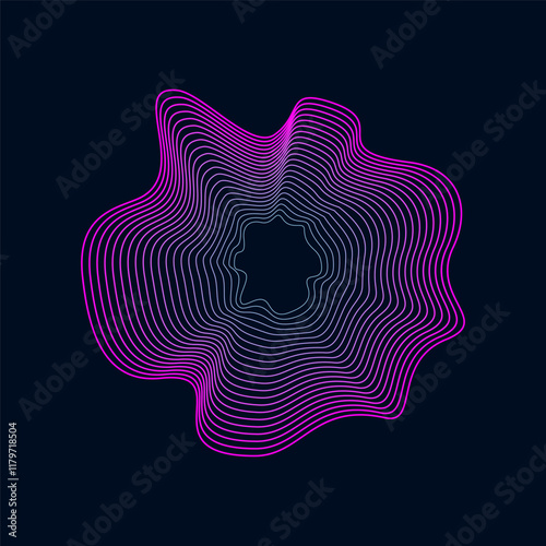 The shape of the frame is in the form of a twisted spiral. Dynamic abstract design element. Vector technologies.