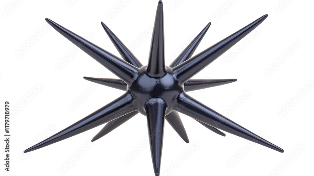 Abstract black star shape with sharp spikes isolated on a white background for creative design and conceptual imagery Abstract black star shape with sharp spikes isolated on a white background for creative design and conceptual imagery