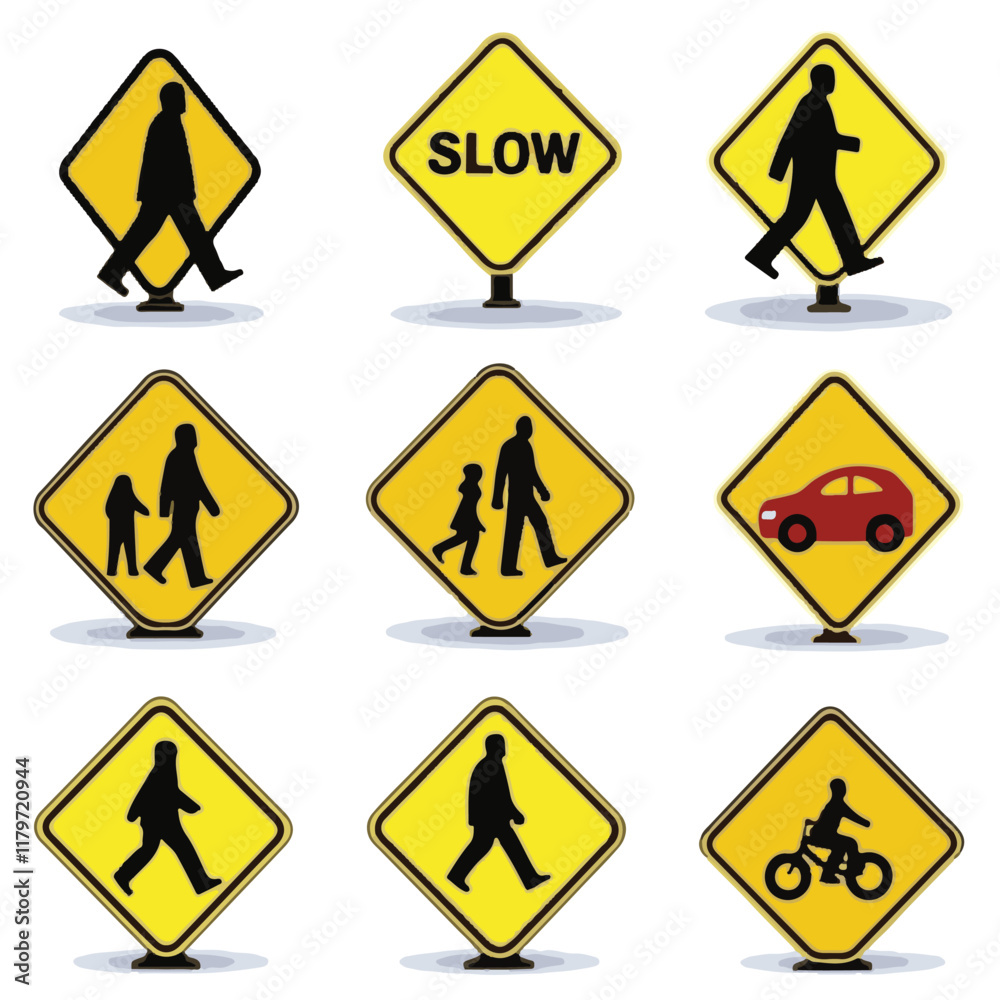 Essential Traffic and Road warning sign Icons Safety and Regulatory Signs vactor art and illustration Essential Traffic and Road warning sign Icons Safety and Regulatory Signs vactor art and illustration