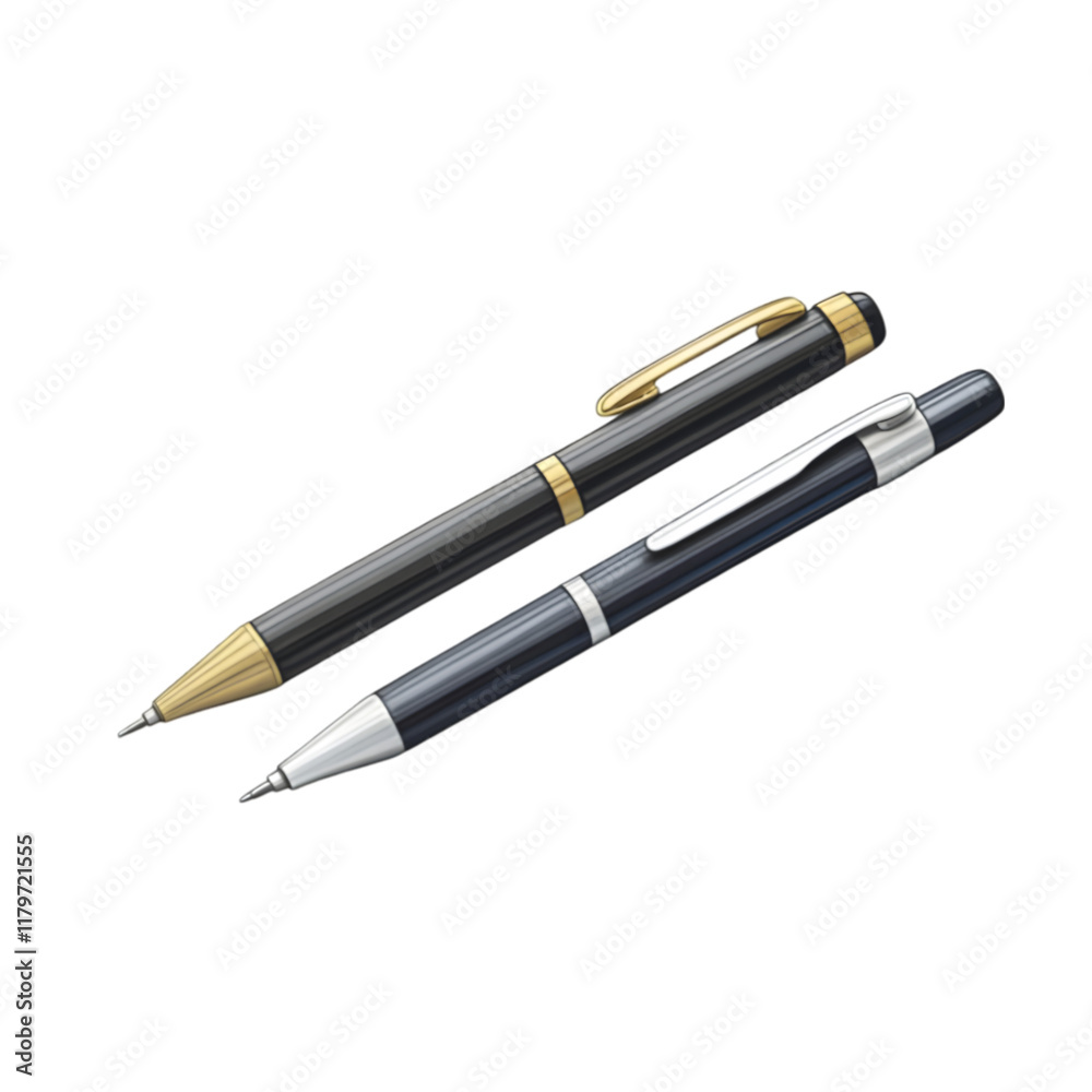 Two pens in front on transparent background
Two pens in front on transparent background