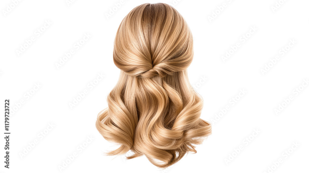 Fototapeta premium Elegant Wavy Blonde Hair with Styled Half Updo for Fashion and Beauty Applications