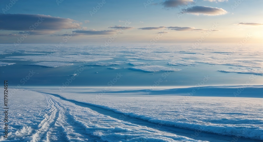 A vast frozen tundra stretching across miles of isolated wilderness A vast frozen tundra stretching across miles of isolated wilderness