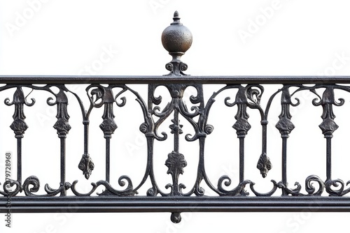 Contemporary cast rail ancient style fence Set against a white background photo