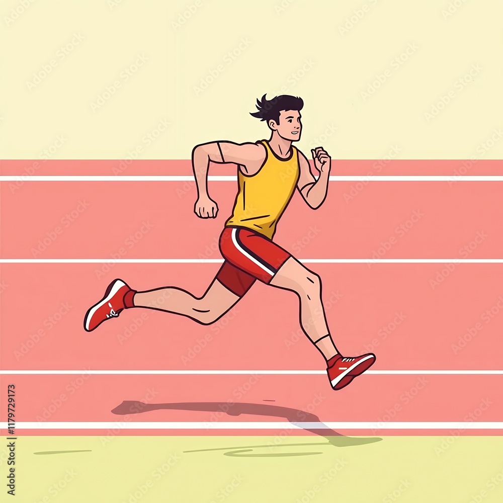 Obraz premium Dynamic Runner on Track: A Sprint of Determination