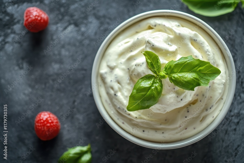 Cool and creamy fruit mix in bowl Cool and creamy fruit mix in bowl