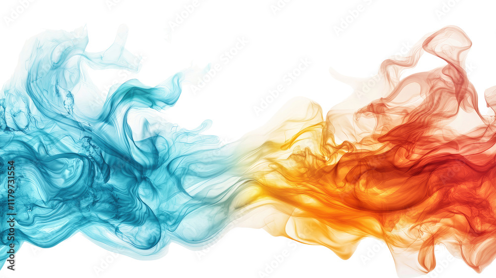 Abstract Colorful Smoke Waves Blending Together in Blue, Orange, and Red Hues on a Black Background Abstract Colorful Smoke Waves Blending Together in Blue, Orange, and Red Hues on a Black Background