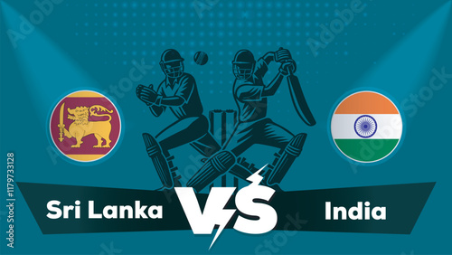 Sri Lanka Vs India , India VS Sri Lanka cricket match , Cricket match concept with creative illustration.eps