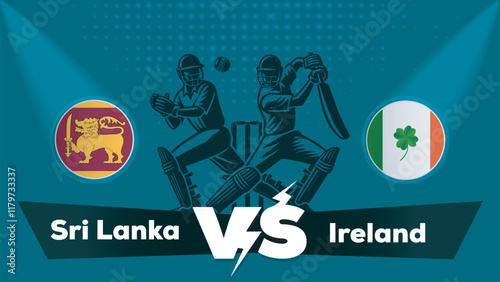 Sri Lanka VS Ireland Match , Ireland Vs Sri Lanka cricket match , Cricket match concept with creative illustration.eps
