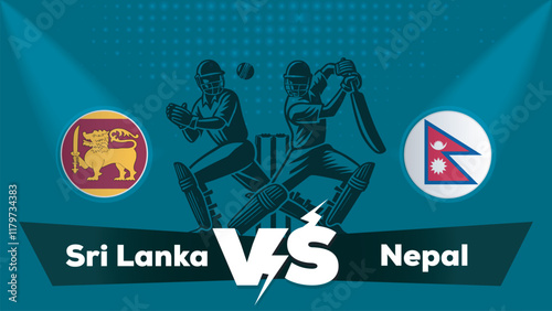 Sri Lanka VS Nepal , Nepal Vs Sri Lanka cricket match , Cricket match concept with creative illustration.eps
