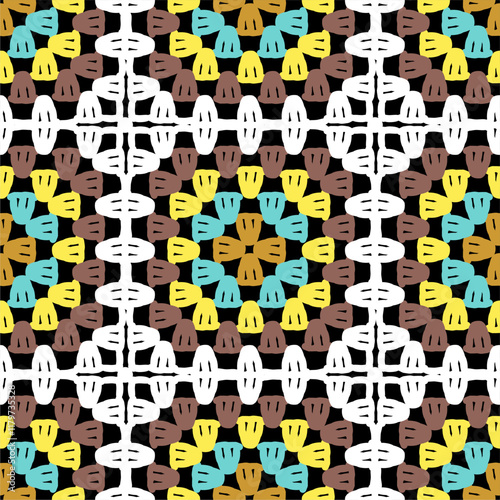 Pattern with crochet granny square wallpaper handmade decorative art design print