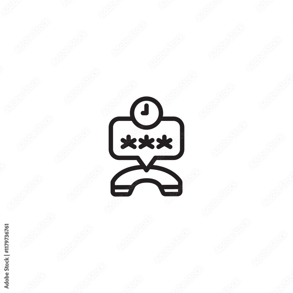 Phone password. Phone with password bubble and timer. Represents secure, time-limited access. Timed phone access with password. Security measure in place. Phone password. Phone with password bubble and timer. Represents secure, time-limited access. Timed phone access with password. Security measure in place.