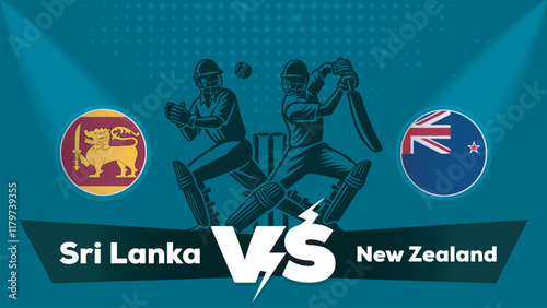 Sri Lanka VS New Zealand Match , New Zealand Vs Sri Lanka  cricket match , Cricket match concept with creative illustration.eps