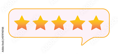 Bubble rating five stars for best excellent services rating for satisfaction. 5 star for quality customer rating feedback concept from client employee, product review. 5 golden stars vector EPS 10