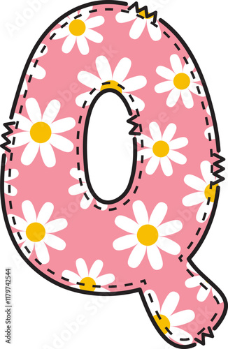 Cute Daisy Alphabet Q