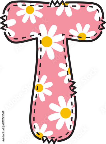 Cute Daisy Alphabet T