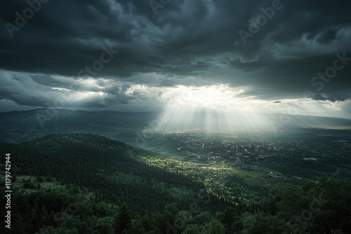 Sun Rays Over City