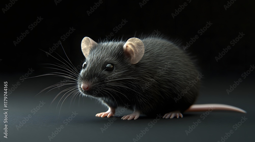 Tiny Mouse Stands on Evening Forest Floor Tiny Mouse Stands on Evening Forest Floor