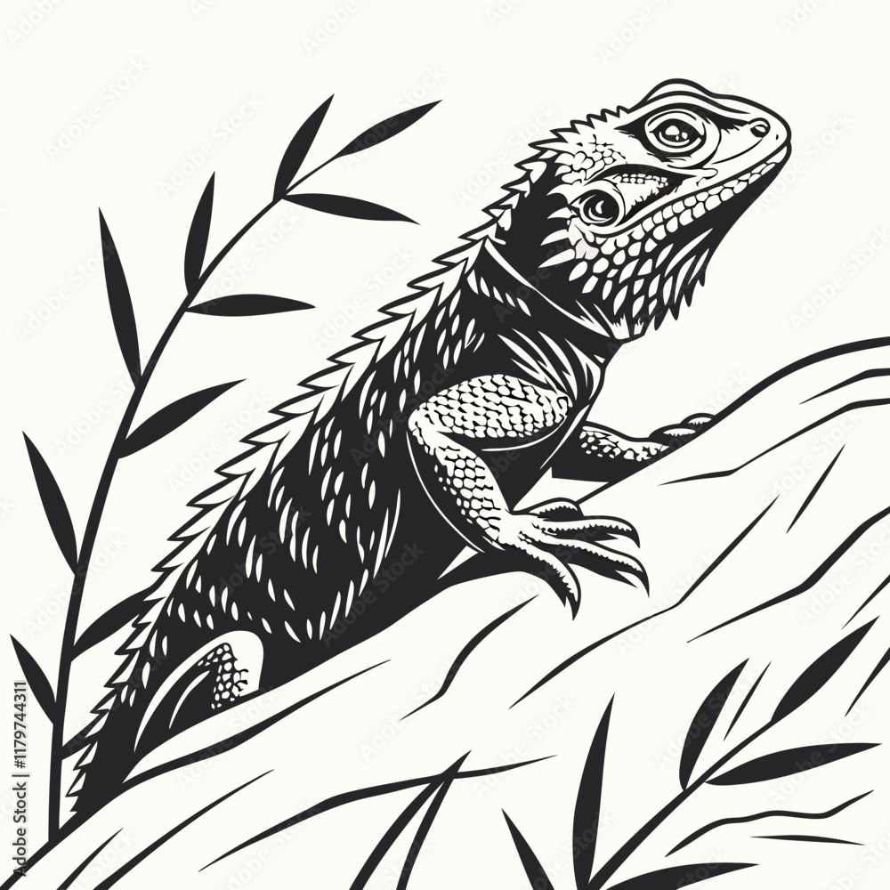 Obraz premium Lizard Black silhouette