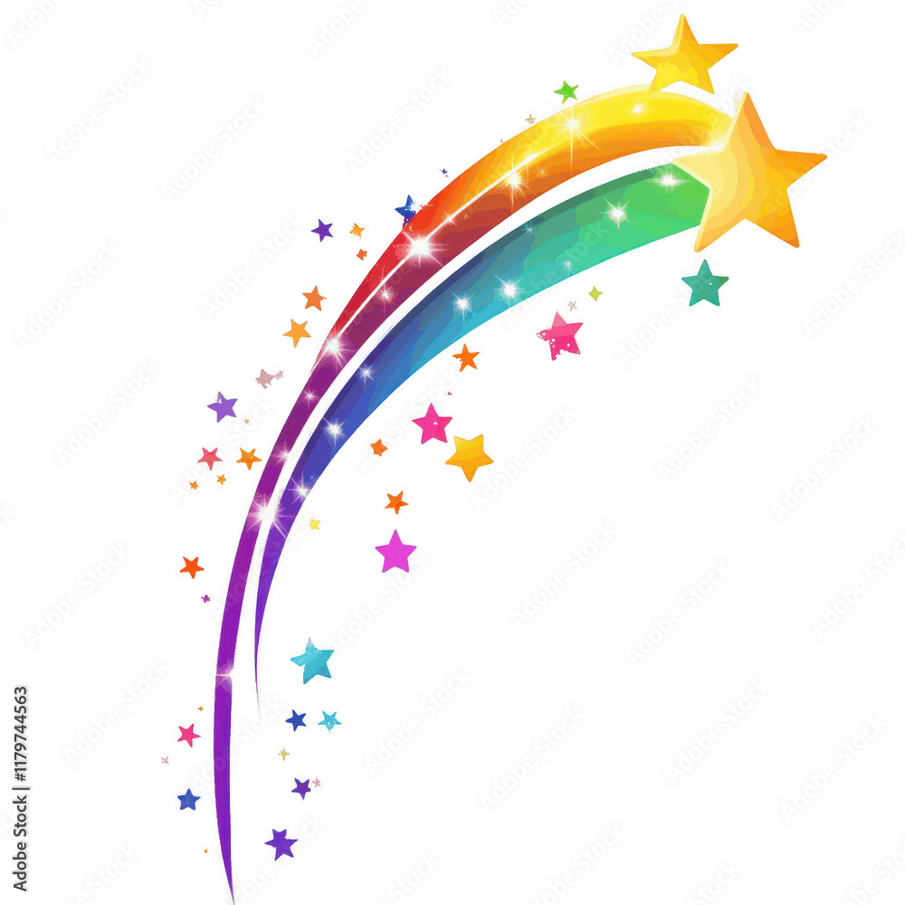 Colorful falling star symbol. Shooting star icon with a vibrant design and transparent PNG background. Colorful falling star symbol. Shooting star icon with a vibrant design and transparent PNG background.