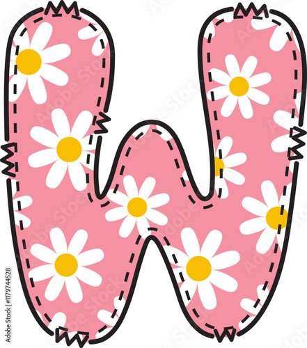 Cute Daisy Alphabet W