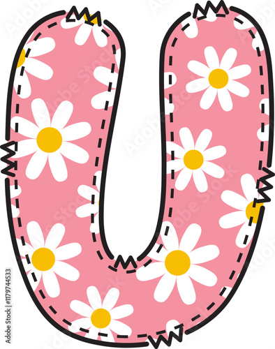 Cute Daisy Alphabet U