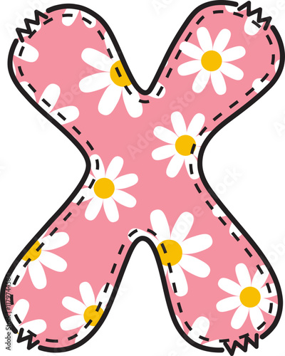Cute Daisy Alphabet X