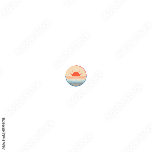 Simple icon design vector illustration. Sunset minimalistic logo.