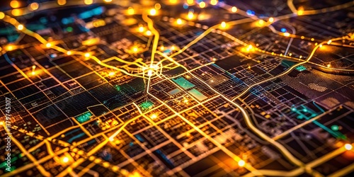 Low Light Map of Fort Collins, Colorado - Night Photography photo